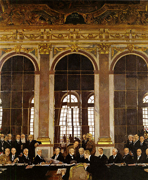 Signing of Treaty of Versailles in the Hall of Mirrors, June 28th, 1919 (William Orpen) (1878-1931) Imperial War Museum, London, Art.IWM ART 2856